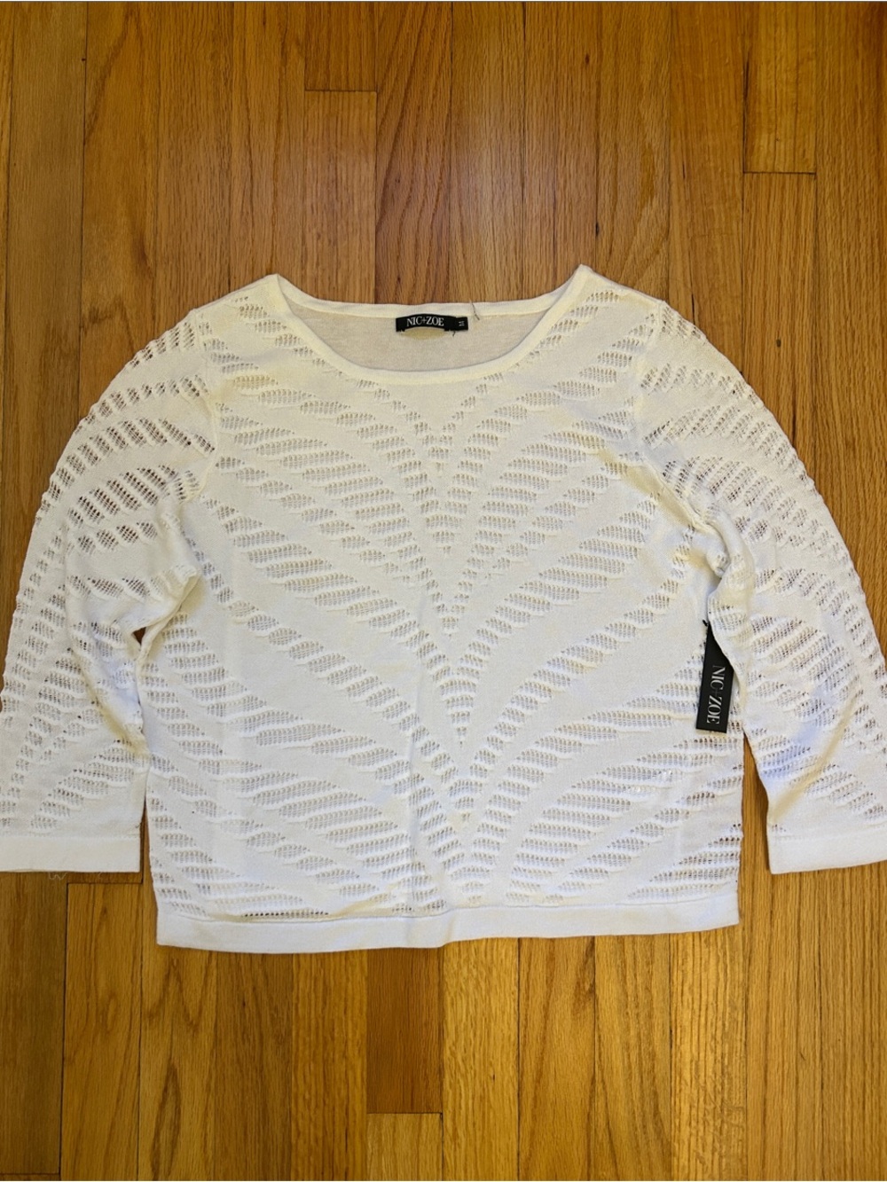 NIC+ZOE White Open-Knit Sweater